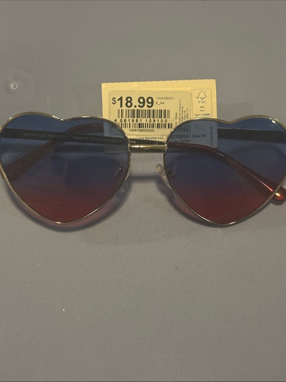 Heart-Shaped Gradient Sunglasses - Blue and Red Lenses